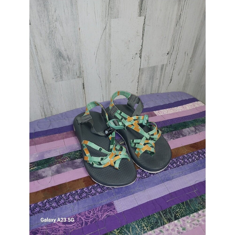 Chaco Aqua and Orange Zx2 Classic Womens Strappy Sandals Sz 7 Hiking Water